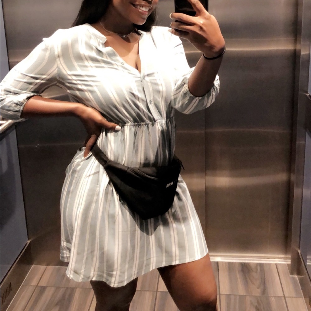 Blue and White Striped Dress